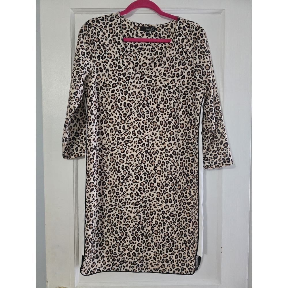 Rosa G Loungewear Gown Animal Print Size Medium Scoop Neck